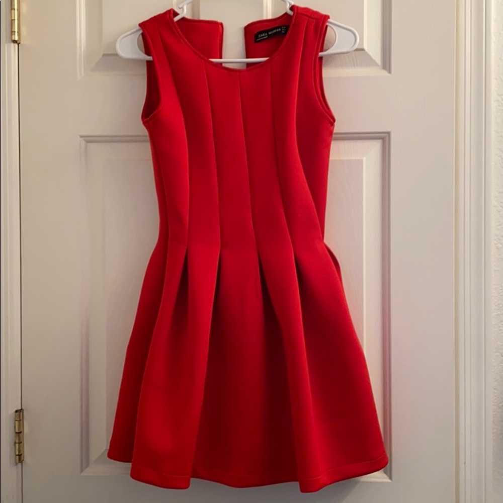 Zara red short Max fluffy dress